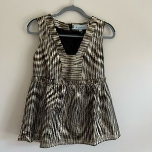 Tuckernuck Gold Jacquard Peplum Blouse. Size medium. New with tags.